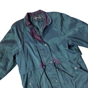 Vintage Jacket Coat 1990s Forecaster Of Boston Green Purple Large Shoulder Pads